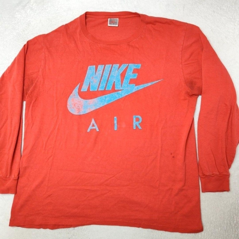 Vintage‎ Nike Shirt Mens XL Red 90s Long Sleeve Crewneck Air Logo Grey Tag USA